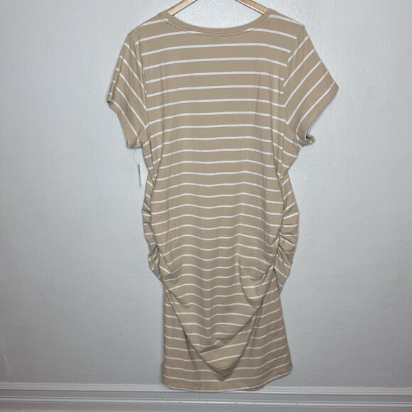New Old‎ Navy Maternity Striped Beige White Midi Bodycon Dress Women’s XXL - Picture 5 of 7